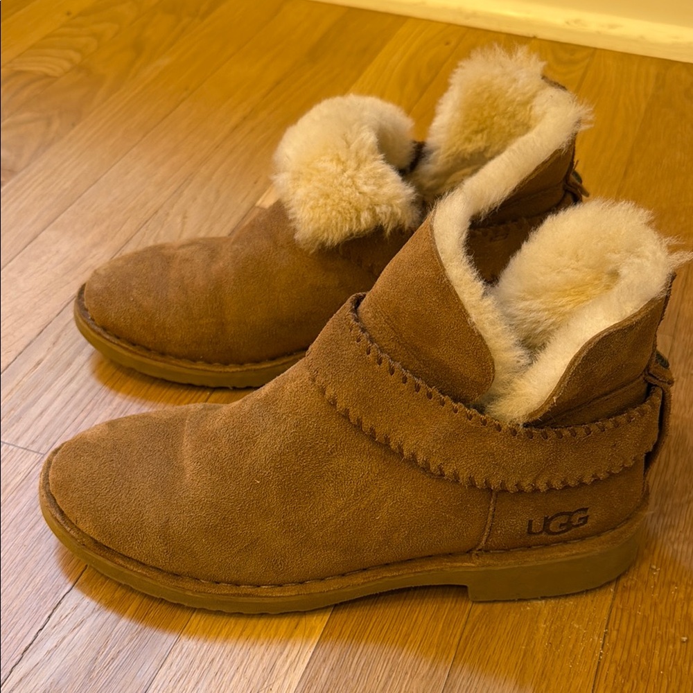 UGG Brown Suede Ankle Boots with Sheepskin Lining
